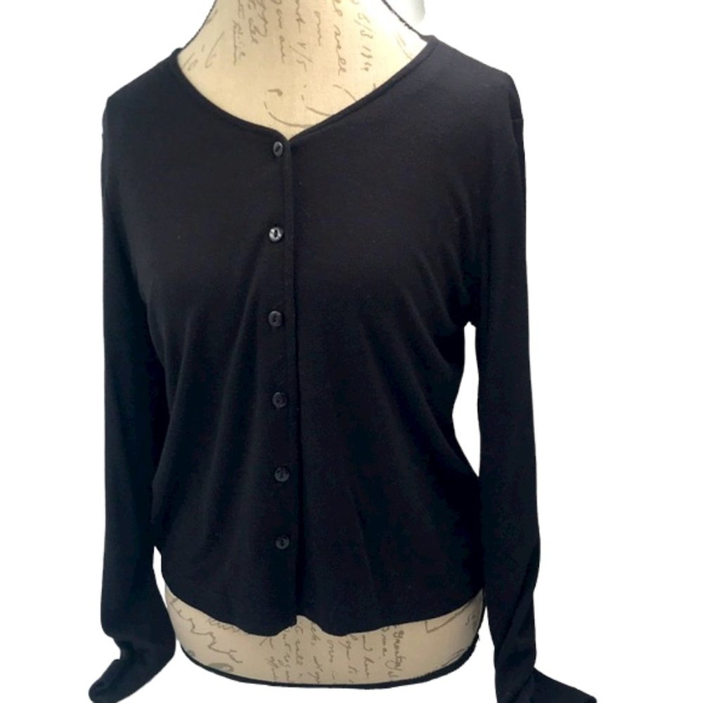 First Option Black Cardigan Sweater Size M